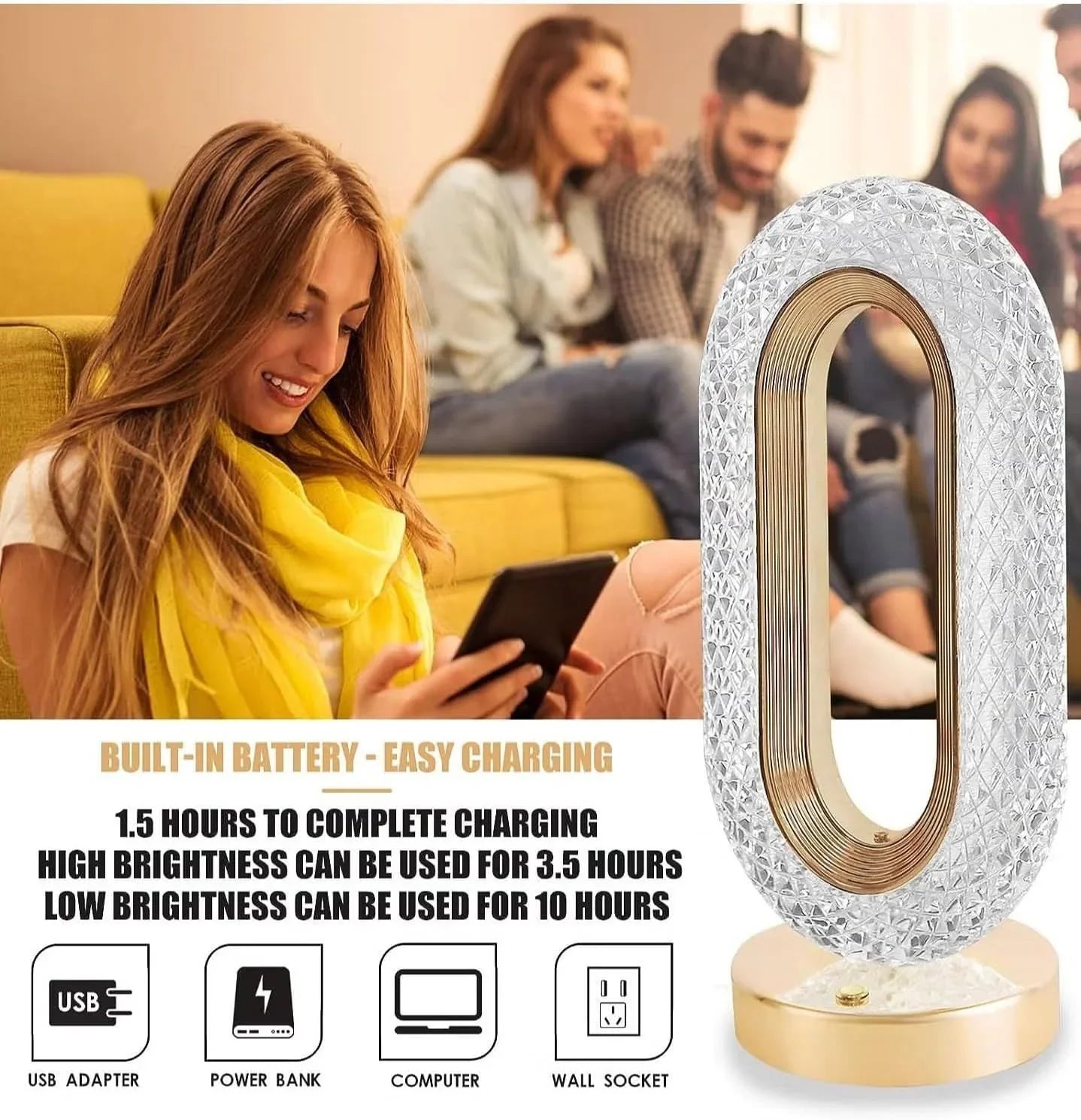 Usb charging touch lamp
